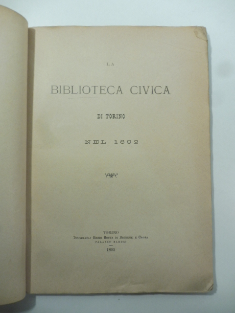 La biblioteca civica di Torino nel 1892